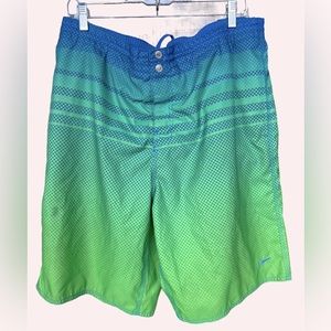 Pre-loved Speedo men’s trunks. Blue/green. In size large.